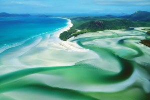 Aerial view of Tongue Point, Hill Inlet and Whitehaven beach, Whitsunday group, Great Barrier Reef Marine Park, Queensland, Australia